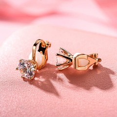 14K Rose Gold Plated 1.5 Carat CZ Clip-On Earrings – 7.5mm Round Cut Simulate…