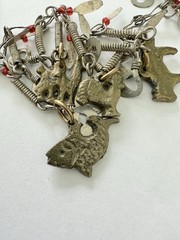 Vintage Silver Tone Cha Cha Statement Necklace, Tribal Charm Necklace Animals