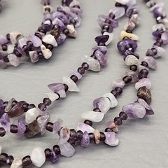 Amethyst Necklace Bracelet Pierced Earrings Set Purple Stone Layered JTV 20″