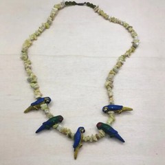Vintage handmade stone/gemstone bead parrot necklace art to wear statement boho