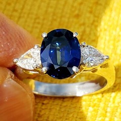 Original EARTH MINED SAPPHIRE DIAMOND Deco Engagement Ring PLATINUM Solitaire 5