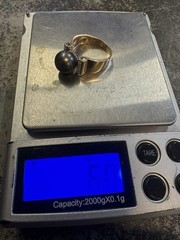 Pearl & Diamond Ring SZ 7 1/4, PJS, 14K Yellow Gold, 6 Grams