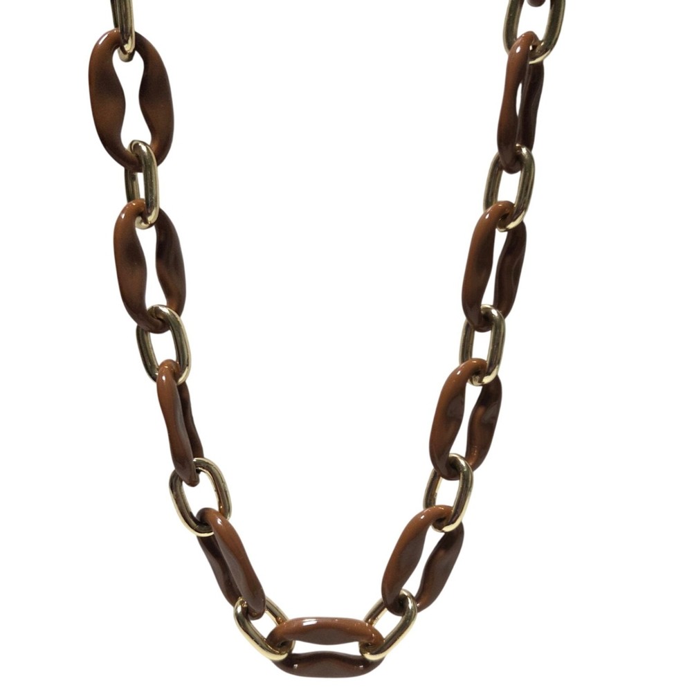 Chunky Brown Chain Necklace Acrylic Links Modern Contemporary Urban Streetwear