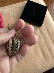 VTG Nina Ricci Gold Plated Heart Pendant Necklace Black Clear Crystal NWT NOS