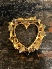 Vintage Gerry’s Heart Shaped Floral Brooch Faux Pearls/Pink Rhinestones