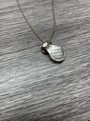 Metal Pendant red gemstone in middle of Heart 1″ x 1/2″ no chain vintage