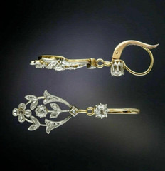 Leaf Branch Dangle Drop Earrings 2.4 Ct Simulated Diamond 14K Yellow Gold Over