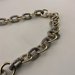 Necklace Chunky Chain 16-18”L 2.2 Ozs Silver/Gold Tone Mixed Modern Urban Glam