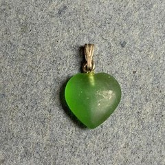 Jade Green Heart Pendant Acrylic Stone Silver Valentine Love Retro Vintage BoHo