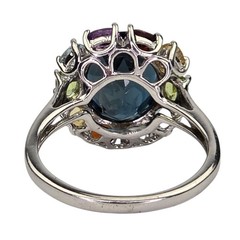 London Blue Topaz Multicolor Gemstone Gemstone 925 Sterling Silver Ring Sz 8.75