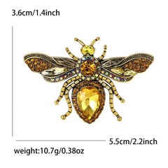 Fashionable Rhinestone Bee Brooch for Women Insect Brooch Dress Suit Pin Acce…
