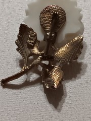 Vtg Signed AJC Carved Faux Ivory Rose Flower Brooch Pin Gold-tone 3D Retro