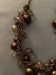 Vintage 16” To 18” Necklace Gold Tone Chain With Clear & Gold Beads
