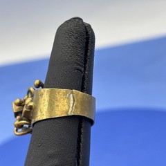 Vintage Brutalist Abstract Ring Brass Tone Modernist Statement Size 6.5