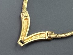 Vtg Monet Necklace V Shape Chevron Pendant Round Cobra Link Chain Gold Tone
