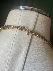 Vintage crown Trifari 3 strand Gold tone necklace 56in Long P5