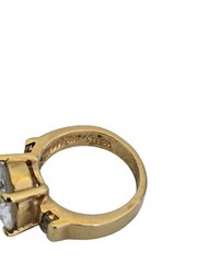 Vintage Sz 6.25 18KGE Gold Electroplate Ring w/ Big Center Stone