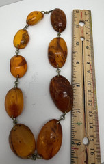 Vintage Amber Necklace Large Natural Amber Beads Baltic Style Statement 41.4g