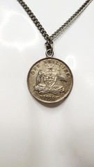 Antique 1910 Australian 925 Sterling Silver One Shilling Coin Necklace