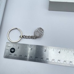 Vintage Y2K Silver-Tone Black Cord Spiral Cage Pendant & Key Chain Set Necklace