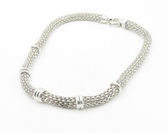 925 Sterling Silver Shiny Polished Hollow Round Link Chain Necklace NE1481