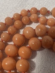 Antique Mediterranean Sciacca Salmon Coral 23½” Necklace 5-9.3mm Bead 14k Clasp