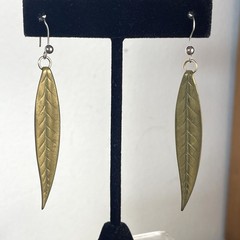 Vintage Festival Feathers & Leaf Pierced Earrings Brass Gold Tone Jewelry Native