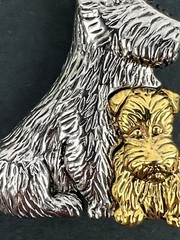 LC Lauren Conrad Brooch Scottish Terriers Dog Puppy Silver Gold Toned