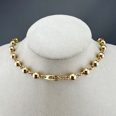 Vintage Ball Chain Necklace Statement Link Polished Gold Tone 18”