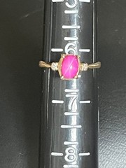 1960’s Pink Star Sapphire Ring 10K Gold Diamond Size 6.25 not blue Vintage