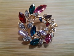 5pc Mixed Lot Brooch & Pin Set Multicolor Metal Rhinestone Women’s Fashion