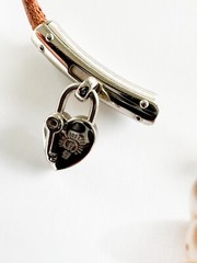 Rare Hermes Anne de La Fantasy 2004 Heart Padlock Choker Necklace Vintage Black