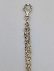 FAS Vtg Sterling 925 Oval Ring 2 Strand Flat Marquise Shape Link Chain Bracelet