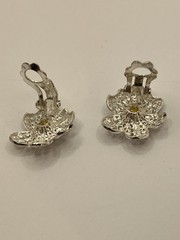 Willi Nonnenmann 1950’s Sterling Silver Filigree 24mm Plumeria Clip-On Earrings