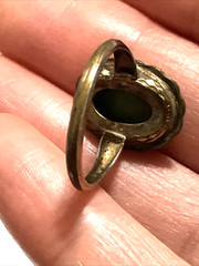 VTG Beauty ANTIQUE 10 kt. Gold Filled Green Jade Ring sz.8 Art Deco