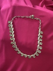 VINTAGE 3 PIECE SET! Smokey Gray Rhinestone Choker, Bracelet, Earrings (clip on)