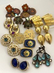 Vintage Jewelry Lot Signed Earrings Panetta Trifari Blanca Anne Klein GAS Bijoux
