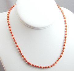 ESTATE Italian Red Coral & 18k Gold Bead Necklace 16 5/8″