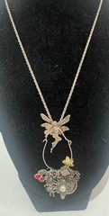 Adorable Estate 80’s Sterling Fairy Charm Holder +9 Charms Necklace