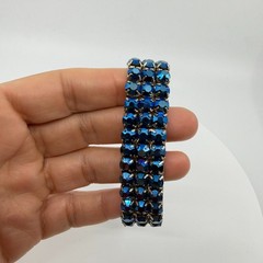 Gothic Blue Aurora Borealis Rhinestone Chunky Stretch Bracelet Gift