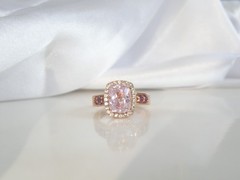 Rose Gold on Sterling Silver 925 Natural Irradiated Morganite Size 6 Ring