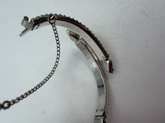 Vintage Bracelet Bypass Rhinestone Baguette Clear Silvertone Hinged 6.5 in