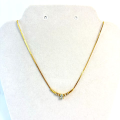 Vintage Genuine Blue Topaz Gemstone Necklace Rhinestones Gold Tone 17″