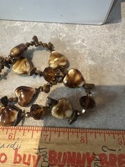 Vintage Tigers Eye Glass Heart Brown Necklace