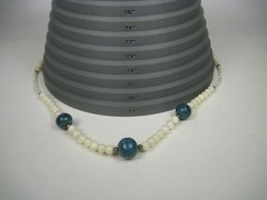 Long Vintage Mother of Pearl Shell Bead Necklace Single Strand Alternating 30 in