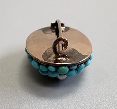 Antique Genuine Turquoise Pearl Ruby Gold or Filled Vintage Dome Oval Brooch Pin
