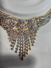 vintage aurora borealis set new/ neckless and earrings