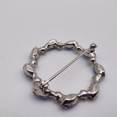 Vintage B. David Wreath Brooch Silver Tone Faux Pearl Blue Rhinestone Signed MCM