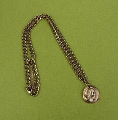 Vintage Style Gold Roman Coin Medallion Necklace • Chunky Curb Chain