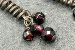 Rare Victorian Sterling Silver Bohemian Red Garnet Corkscrew Dangle Earrings